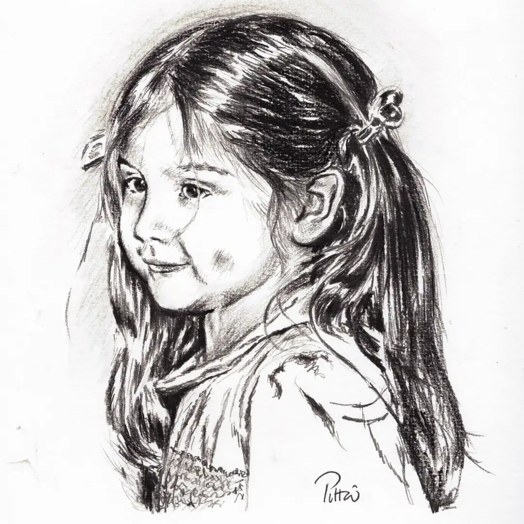 Portrait de petite fille avec des couettes